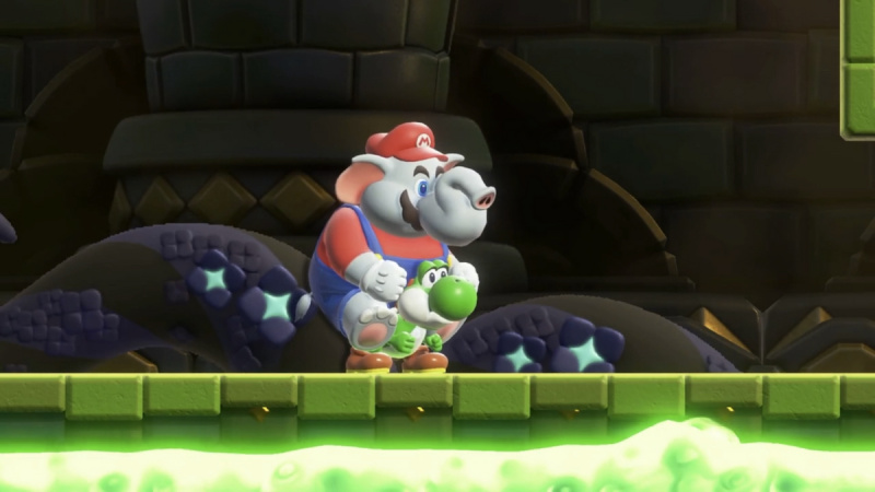 Elefantul Mario călare pe Yoshi